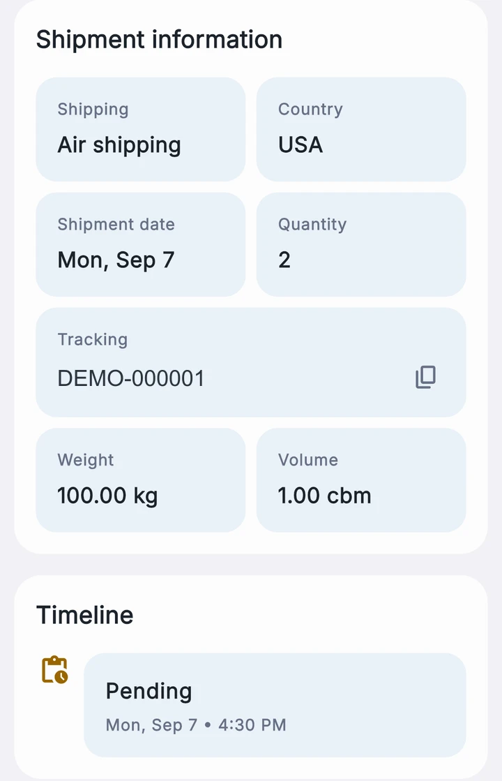 Moovit iOS tracking screen excerpt with demonstration identifiers